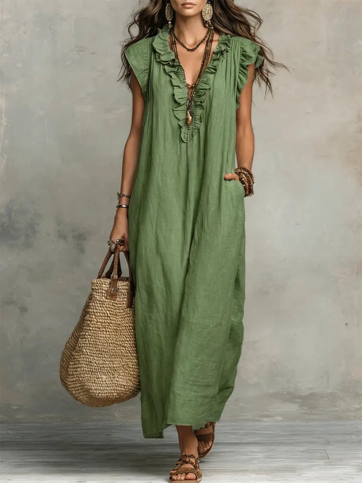 Camélia | Long Bohemian Linen &amp; Cotton Dress