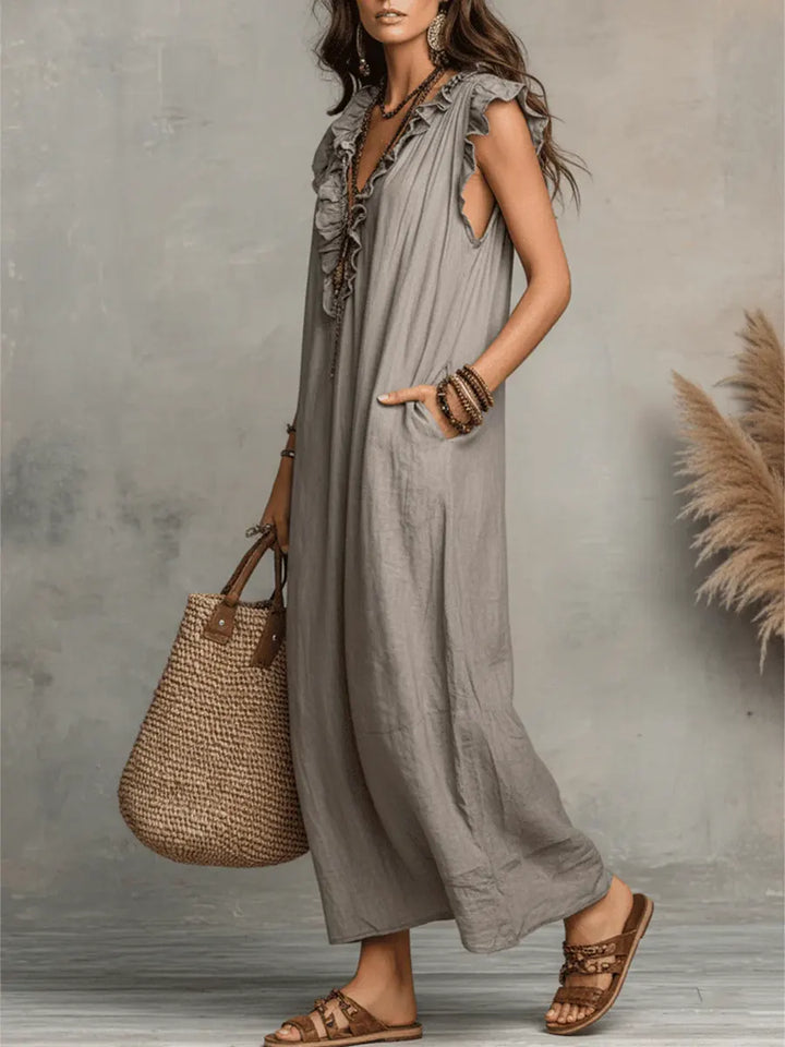 Camélia | Long Bohemian Linen &amp; Cotton Dress