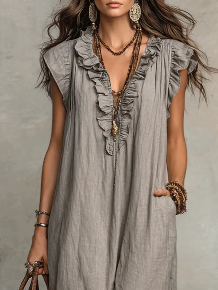 Camélia | Long Bohemian Linen &amp; Cotton Dress