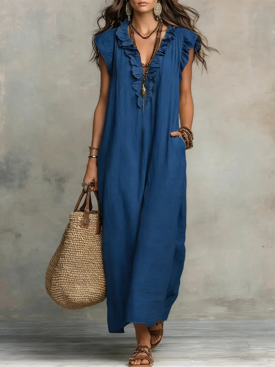 Camélia | Long Bohemian Linen &amp; Cotton Dress