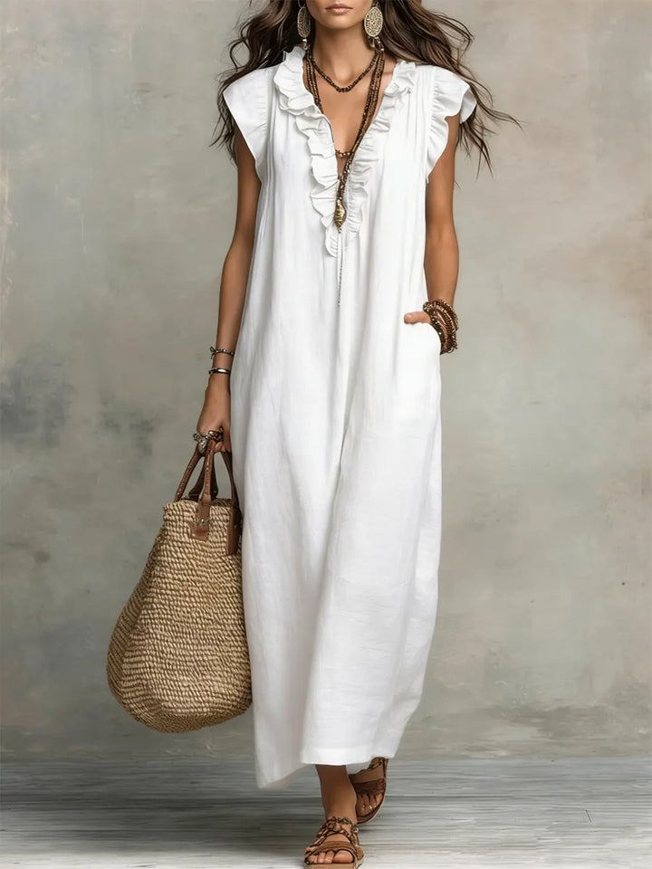 Camélia | Long Bohemian Linen &amp; Cotton Dress