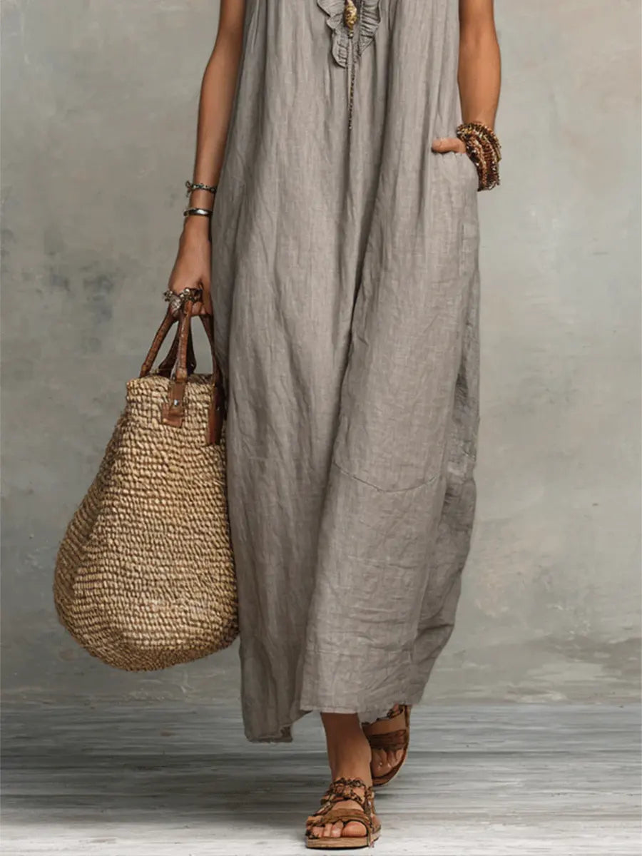 Camélia | Long Bohemian Linen &amp; Cotton Dress
