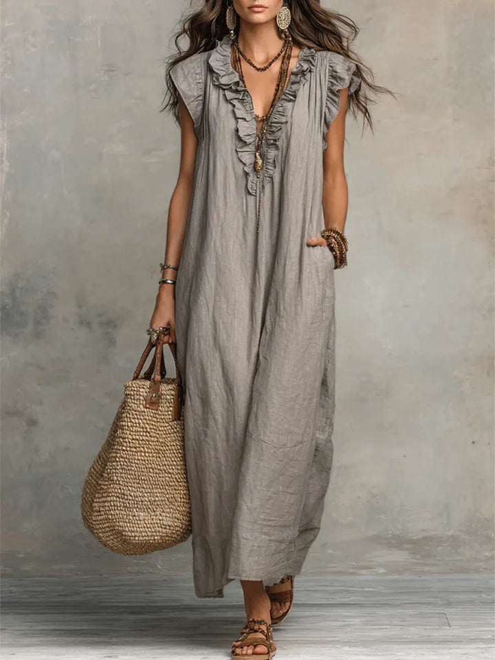 Camélia | Long Bohemian Linen &amp; Cotton Dress