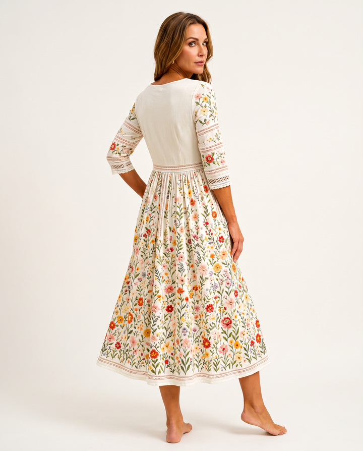 Margot - Floral Crochet Midi Dress