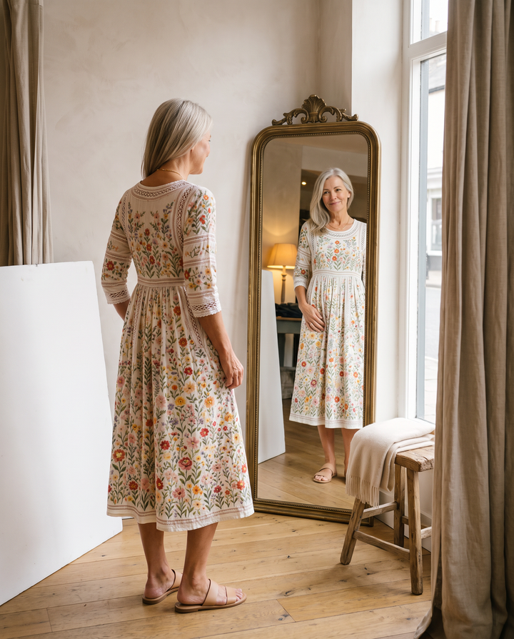 Margot - Floral Crochet Midi Dress